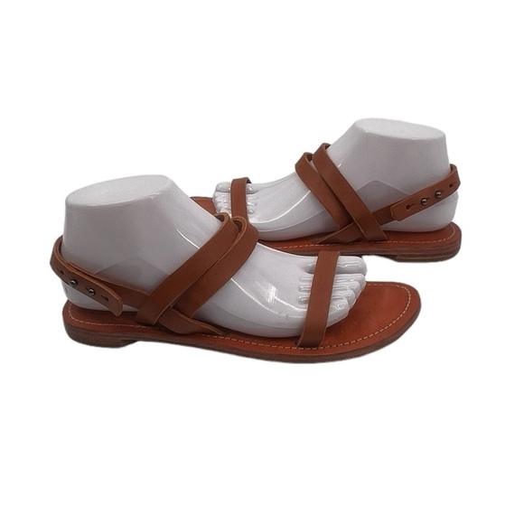 Everlane Brown Adjustable Strap Flat Strappy Leather Sandals Size 8 Women’s - Picture 1 of 10